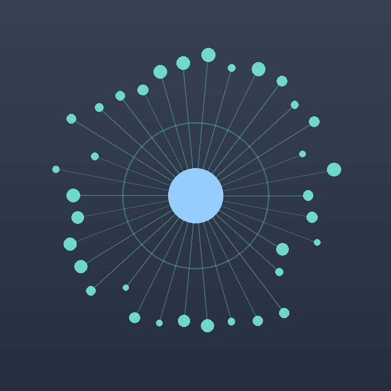 Abstract hub-and-spoke diagram linking dealers to lender activity
